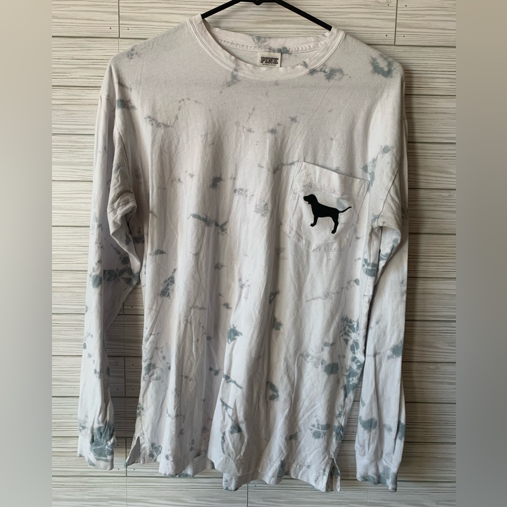 Pink logo tie dye long sleeve shirt